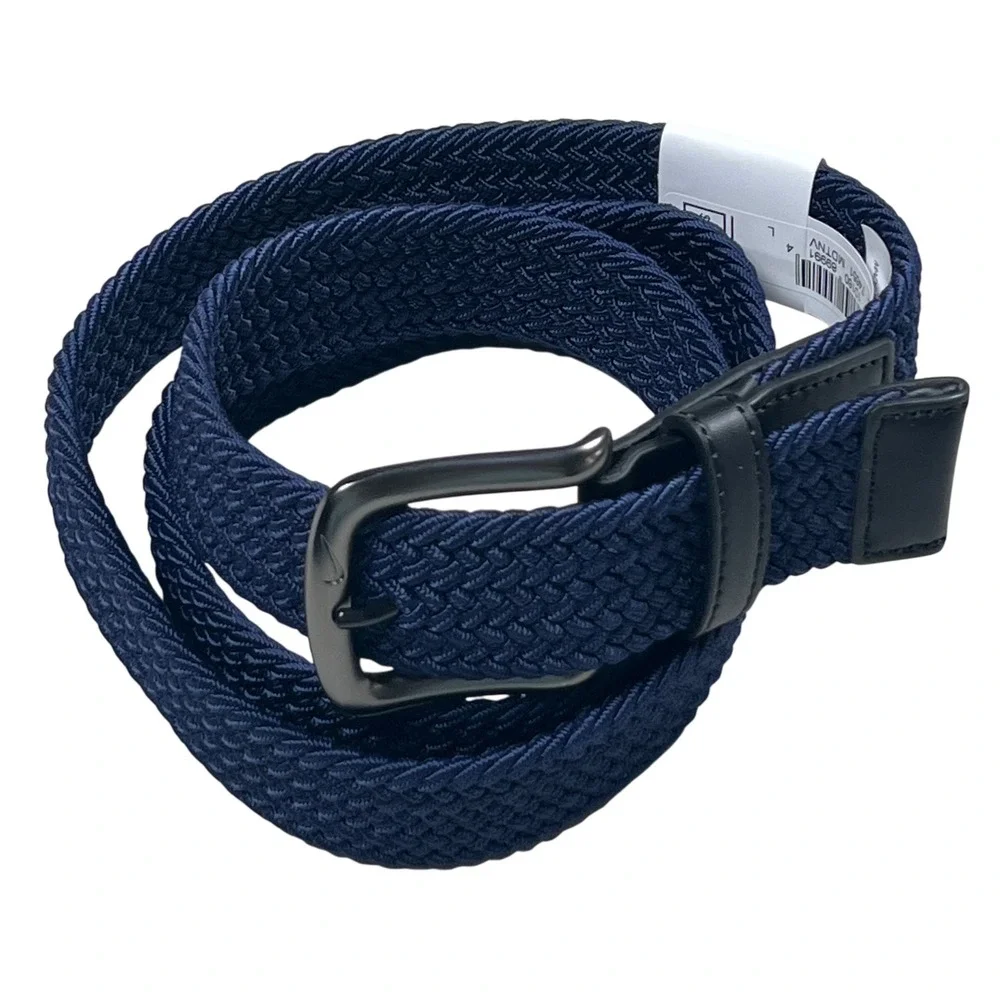 New Nike Woven Stretch Belt Men Large Navy Braided Elastic Golf PS5045440A